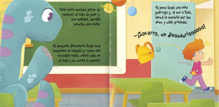 Un dinosaurio en el colegio