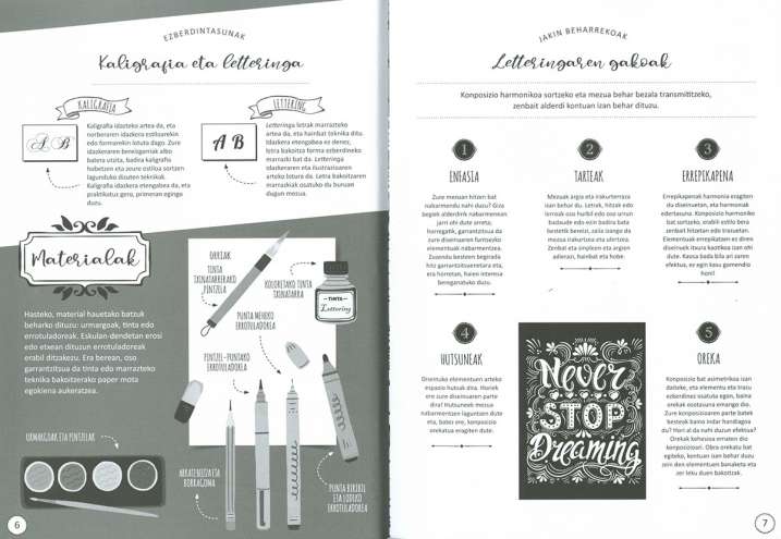 Lettering liburua. Margotu,...