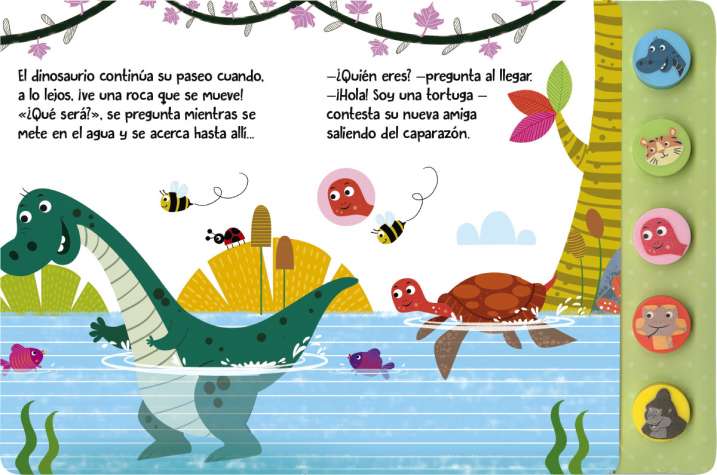 El dinosaurio hace amigos