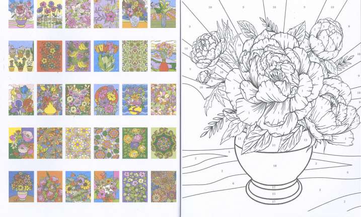 Flores, colorea por números