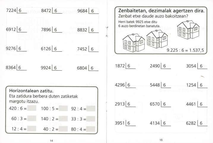 Kontuak 6 zifra batez zatitu